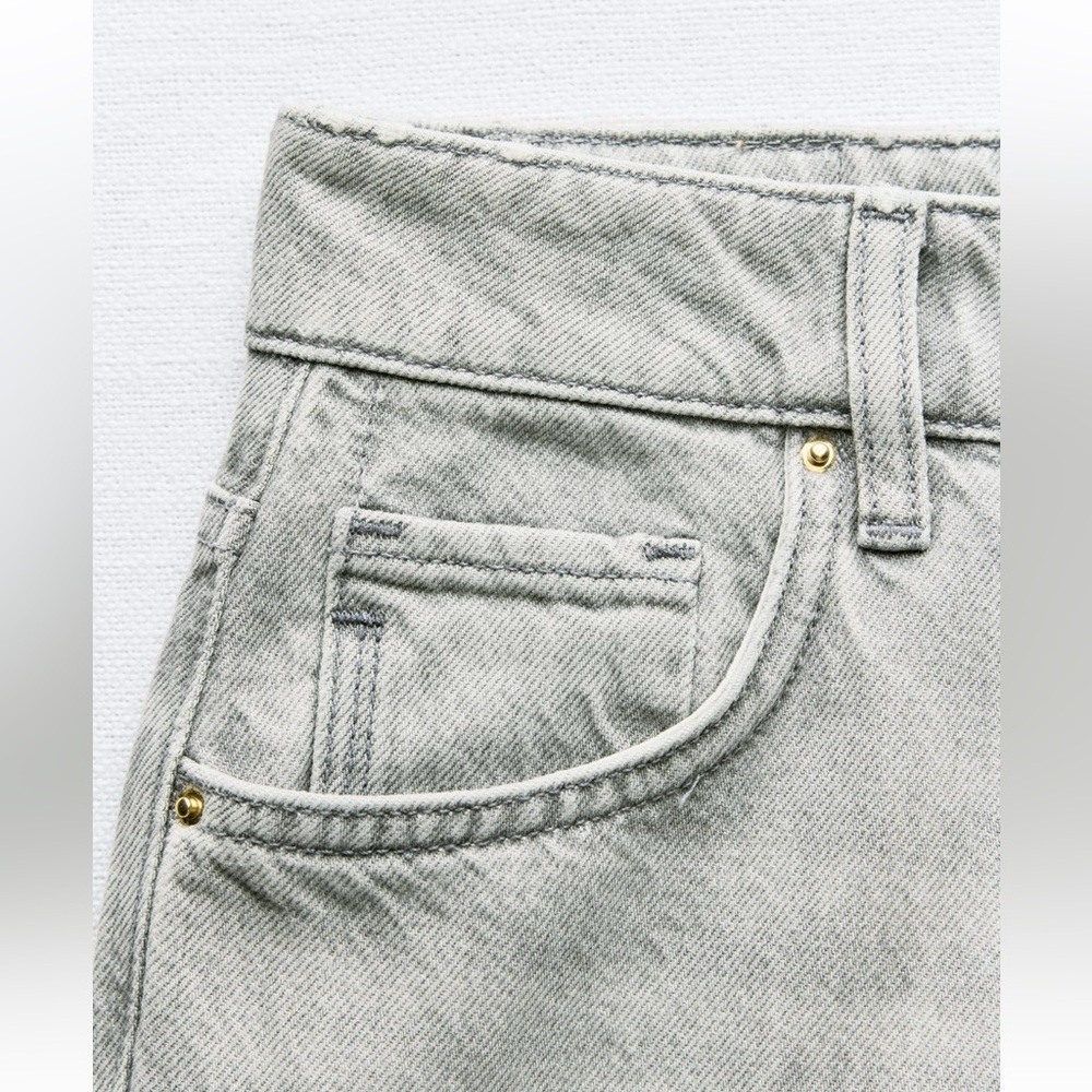 Mid-rise Zara Z1975 wide leg gray jeans. - Picture 7 of 9